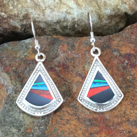 David Rosales Red Moon Inlaid Sterling Silver Earrings