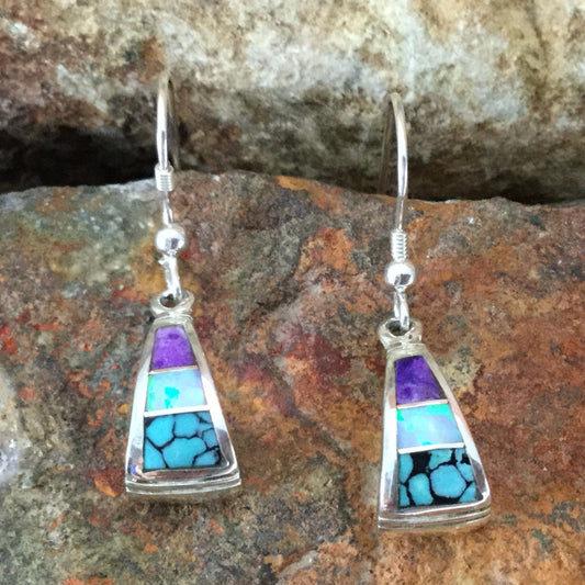 David Rosales Shalako Inlaid Sterling Silver Earrings