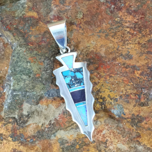 David Rosales Shalako Inlaid Sterling Silver Pendant