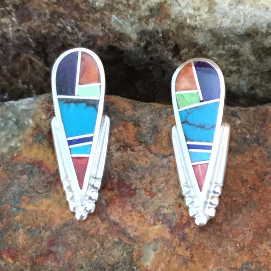 David Rosales Indian Summer Inlaid Sterling Silver Earrings