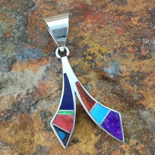 David Rosales Indian Summer Inlaid Sterling Silver Pendant