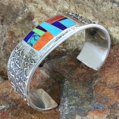 David Rosales Indian Summer Inlaid Sterling Silver Bracelet