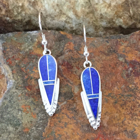 David Rosales Blue Water Inlaid Sterling Silver Earrings