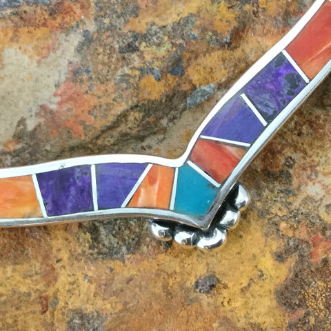 David Rosales Morenci Sunset Inlaid Sterling Silver Necklace