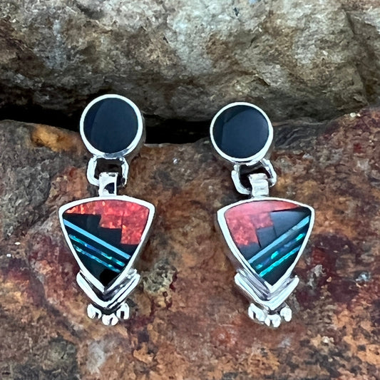 David Rosales Red Moon Fancy Inlaid Sterling Silver Earrings