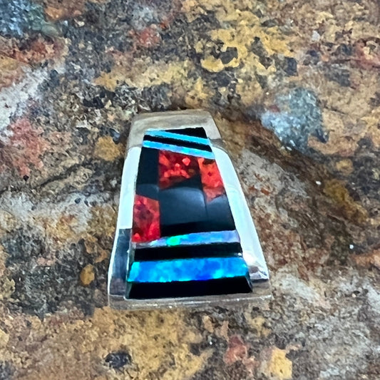 David Rosales Red Moon Inlaid Sterling Silver Pendant