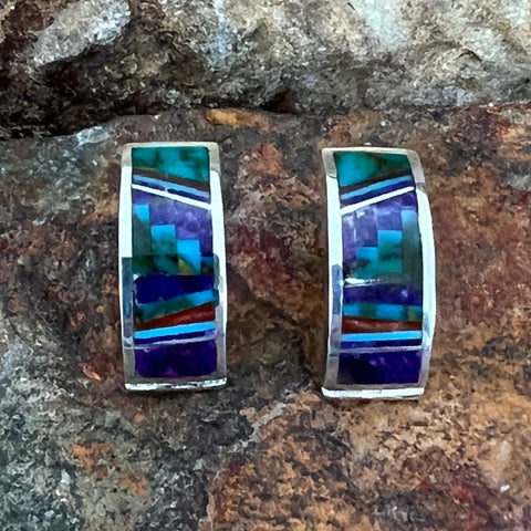David Rosales Summer Sunset Inlaid Sterling Silver Earrings