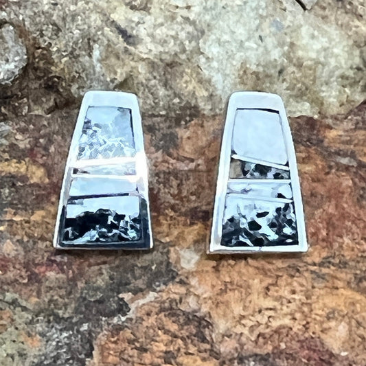 David Rosales White Buffalo Inlaid Sterling Silver Earrings