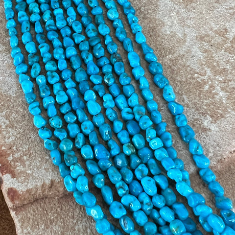 David Rosales Arizona Blue Kingman Turquoise Beaded Necklace 20"