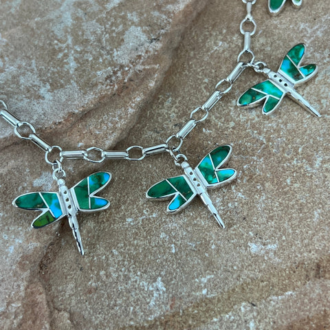 David Rosales Sonoran Gold Inlaid Sterling Silver Necklace Dragonfly