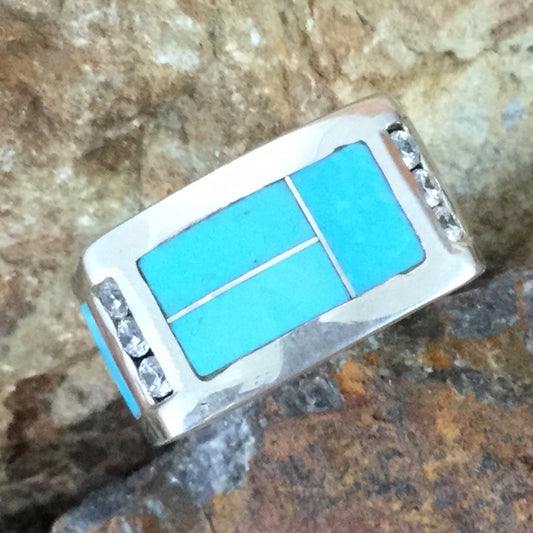 David Rosales Arizona Blue Inlaid Sterling Silver Ring