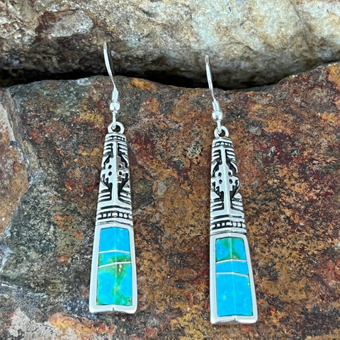 David Rosales Sonoran Gold Turquoise Inlaid Sterling Silver Earrings