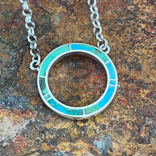 David Rosales Sonoran Gold Turquoise Inlaid Sterling Silver Necklace