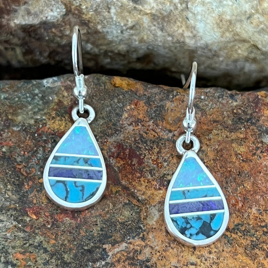 David Rosales Shalako Inlaid Sterling Silver Earrings