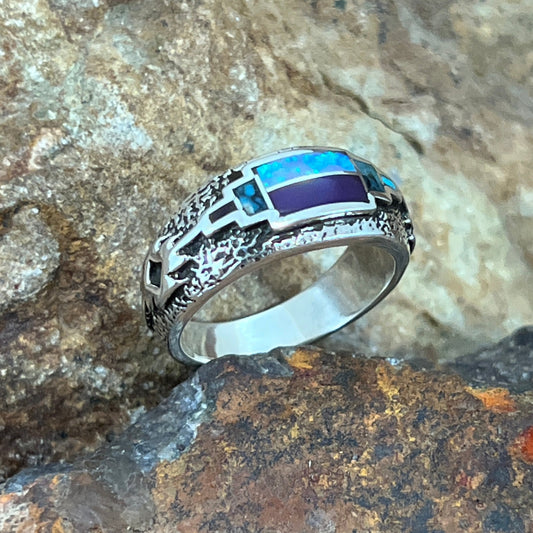 David Rosales Shalako Inlaid Sterling Silver Ring