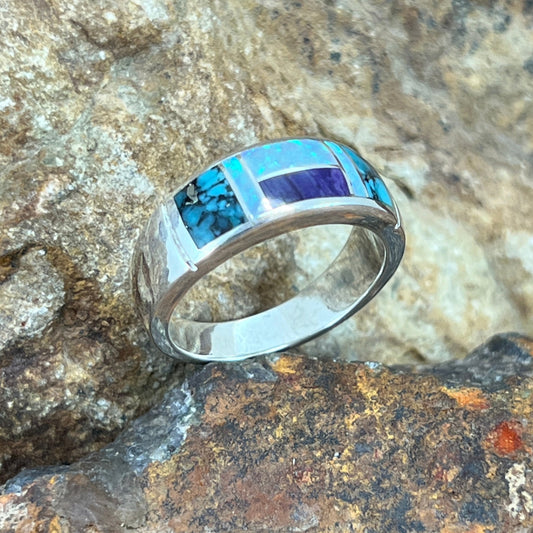 David Rosales Shalako Inlaid Sterling Silver Ring