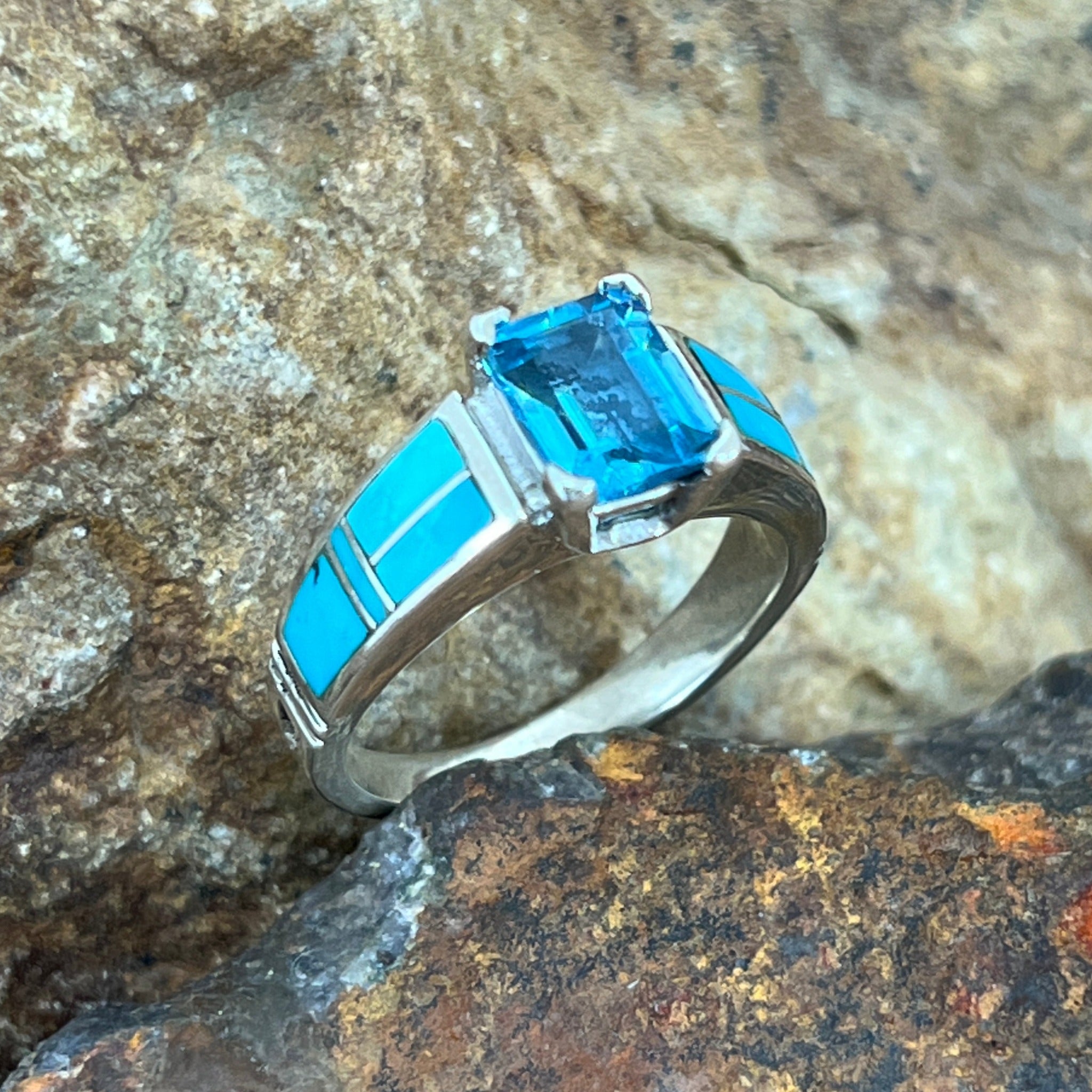 Natural Blue Topaz, Citrine Gemstone Statement Men's Ring In 925 Sterling  Silver at Rs 2000/piece | पुरुषों की चांदी की अंगूठी in Jaipur | ID:  25206667073