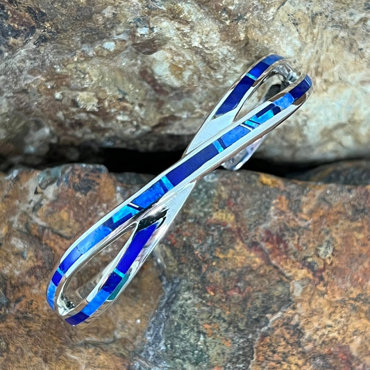 David Rosales Blue Sky Inlaid Sterling Silver Bracelet