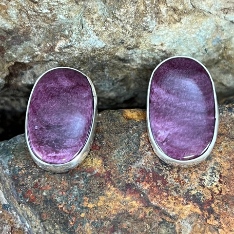 Purple Spiny Oyster Sterling Silver Earrings by Jeana Desiderio