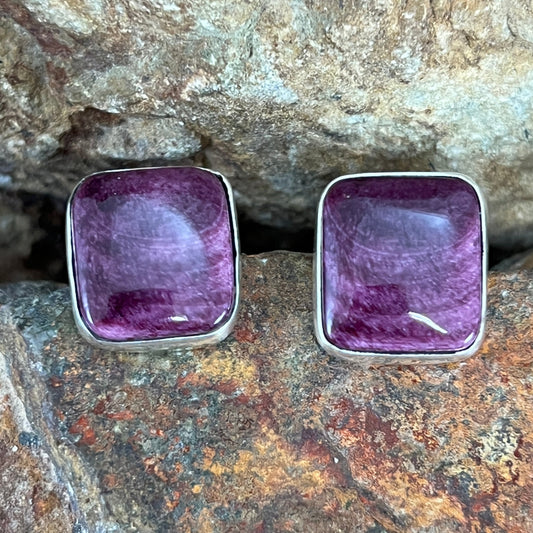 Purple Spiny Oyster Sterling Silver Earrings by Jeana Desiderio