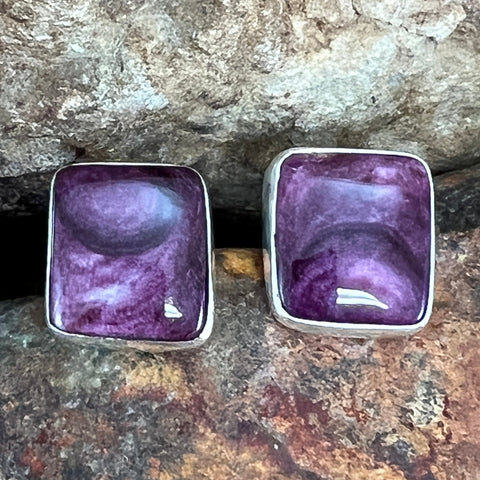 Purple Spiny Oyster Sterling Silver Earrings by Jeana Desiderio
