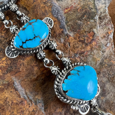 Dry Creek Turquoise Sterling Silver Link Bracelet by Billy The Kid