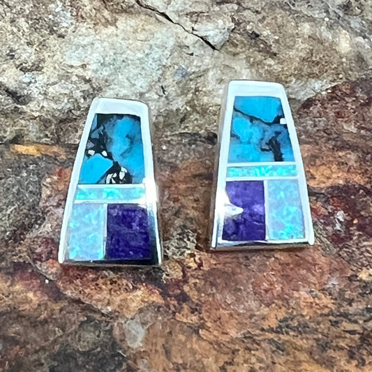 David Rosales Shalako Inlaid Sterling Silver Earrings