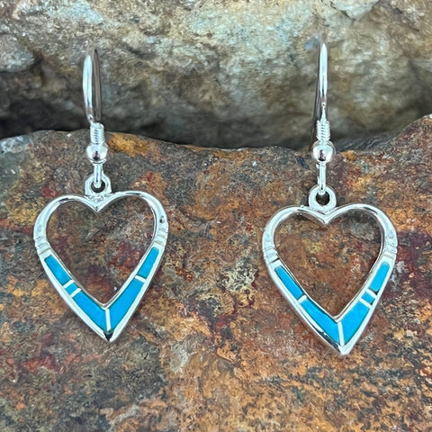 David Rosales Arizona Blue Inlaid Sterling Silver Earrings Hearts