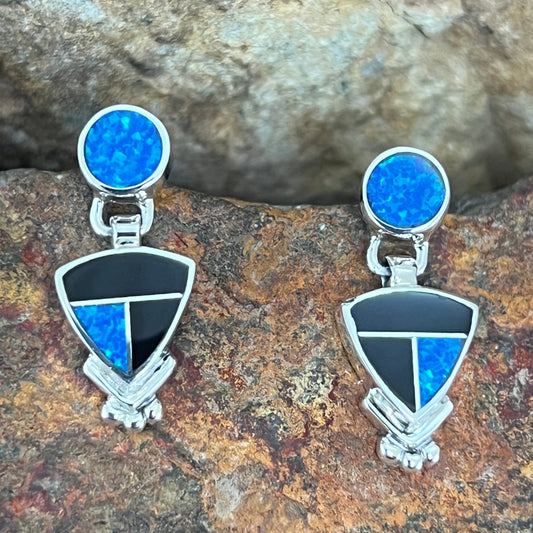 David Rosales Black Beauty Inlaid Sterling Silver Earrings