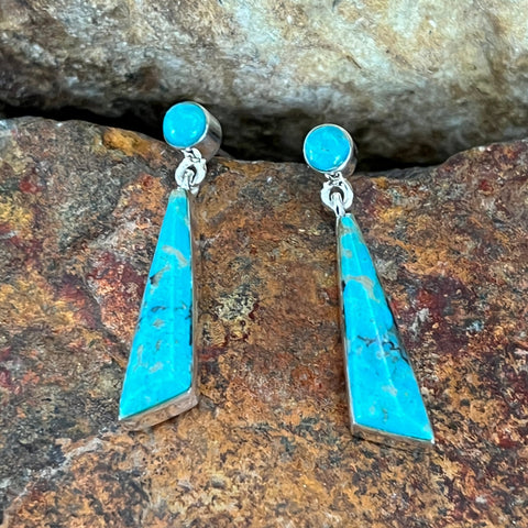 Number 8 Turquoise Sterling Silver Earrings by Sheryl Martinez