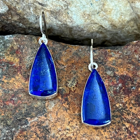 Blue Lapis Sterling Silver Earrings Hoops by Sheryl Martinez