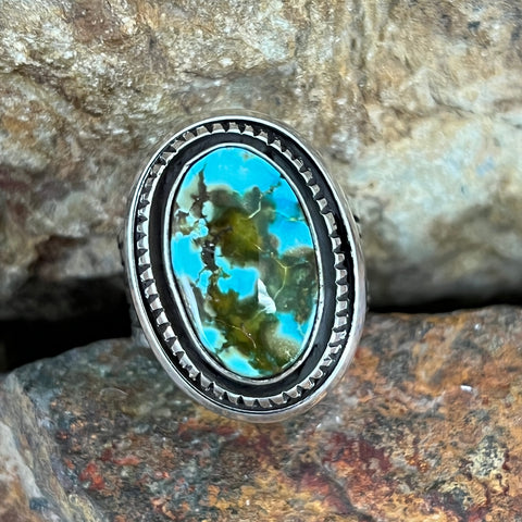 Sonoran Gold Turquoise Sterling Silver Ring by Leonard Nez Size 9.25