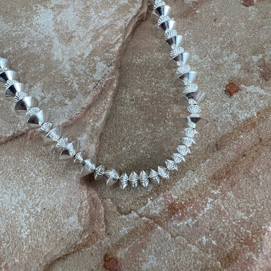 20" Sterling Silver Navajo Pearls Necklace by Jadon Nez
