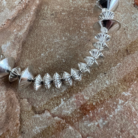 20" Sterling Silver Navajo Pearls Necklace by Jadon Nez
