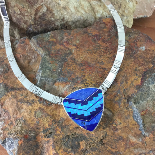 David Rosales Blue Sky Fancy Inlaid Sterling Silver Necklace