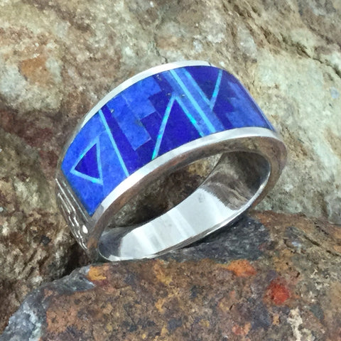 David Rosales Blue Sky Inlaid Sterling Silver Ring