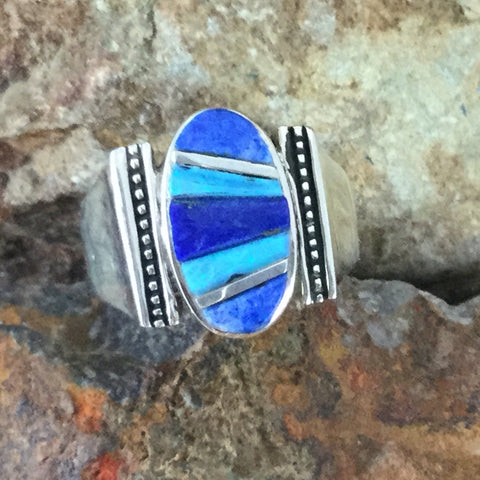 David Rosales Blue Sky Cobble Inlaid Sterling Silver Ring