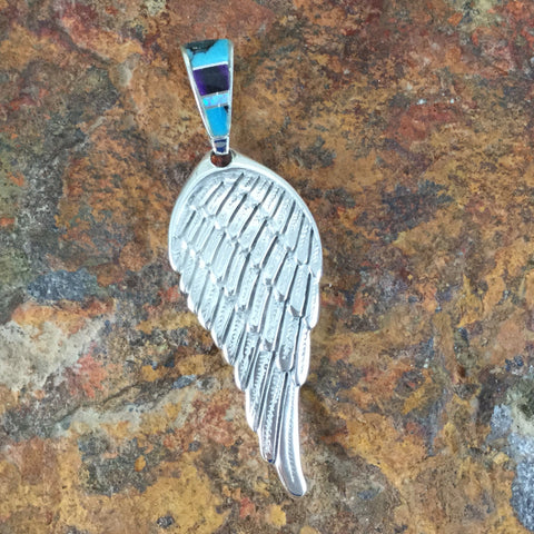 David Rosales Shalako Inlaid Sterling Silver Pendant