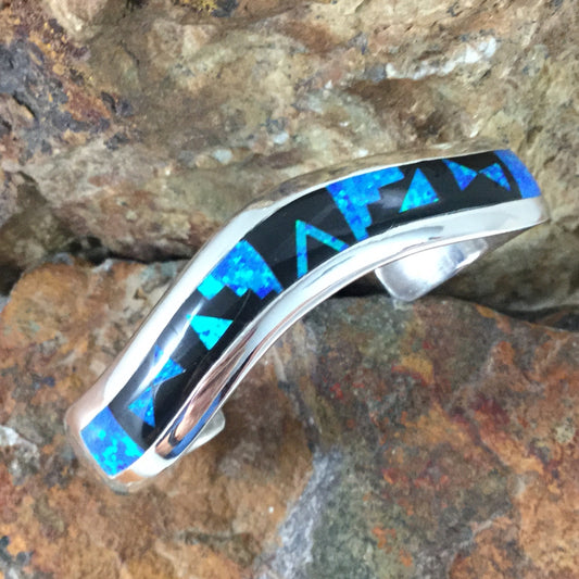 David Rosales Black Beauty Fancy Inlaid Sterling Silver Bracelet