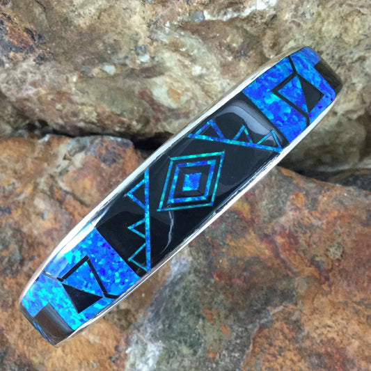 David Rosales Black Beauty Fancy Inlaid Sterling Silver Bracelet