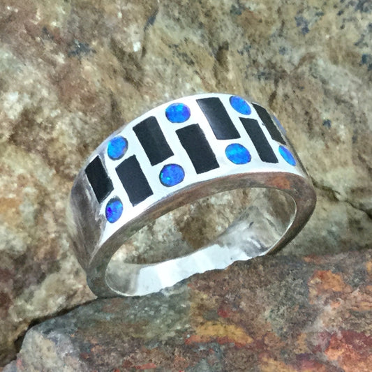 David Rosales Black Beauty Inlaid Sterling Silver Ring