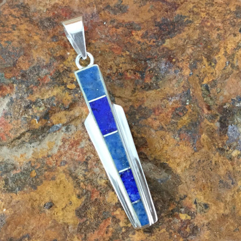 David Rosales Blue Water Inlaid Sterling Silver Pendant