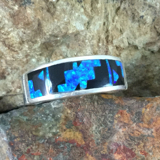 David Rosales Black Beauty Fancy Inlaid Sterling Silver Ring