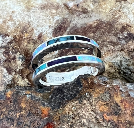 David Rosales Shalako Inlaid Sterling Silver Ring