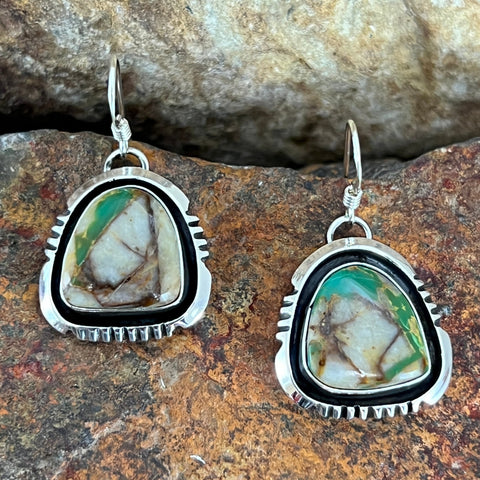 Boulder Turquoise Sterling Silver Earrings by Will Dentedale