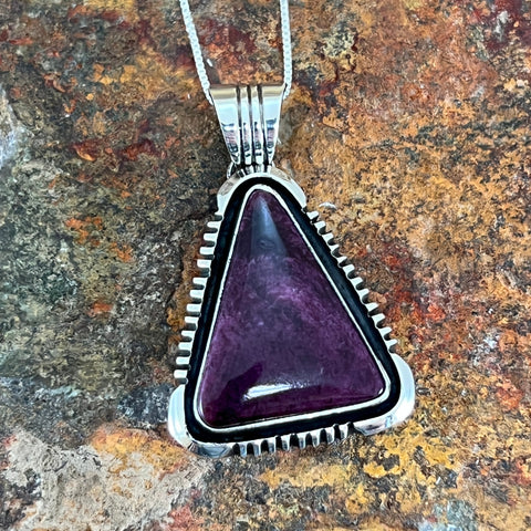 Purple Spiny Oyster Sterling Silver Pendant by Wil Denetdale