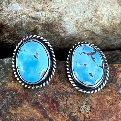 Golden Hill Turquoise Sterling Silver Earrings by Loretta Delgarito