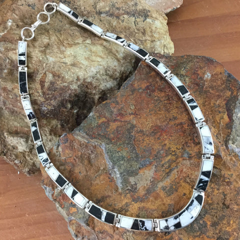 David Rosales White Buffalo Inlay Sterling Silver Necklace