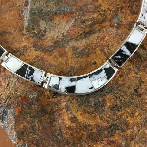 David Rosales White Buffalo Inlay Sterling Silver Necklace