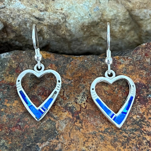 David Rosales Blue Sky Inlaid Sterling Silver Earrings Hearts